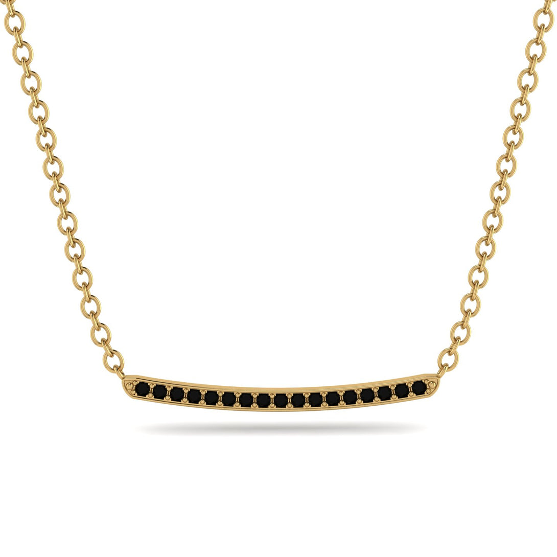 Gold Black Diamond Necklace Bar - Lilyana No. 7