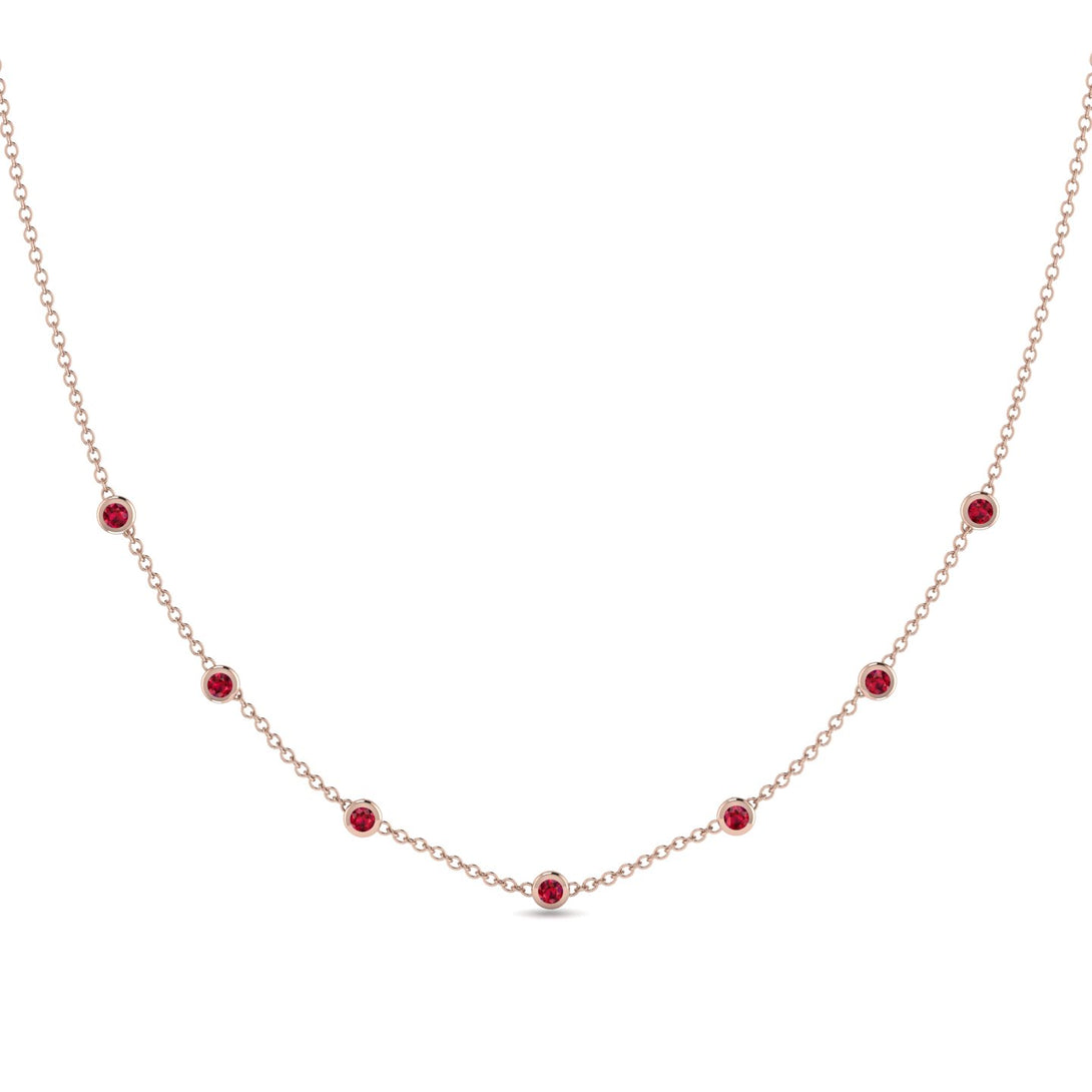 Minimalist Bezel Ruby Necklace - Liv No. 11