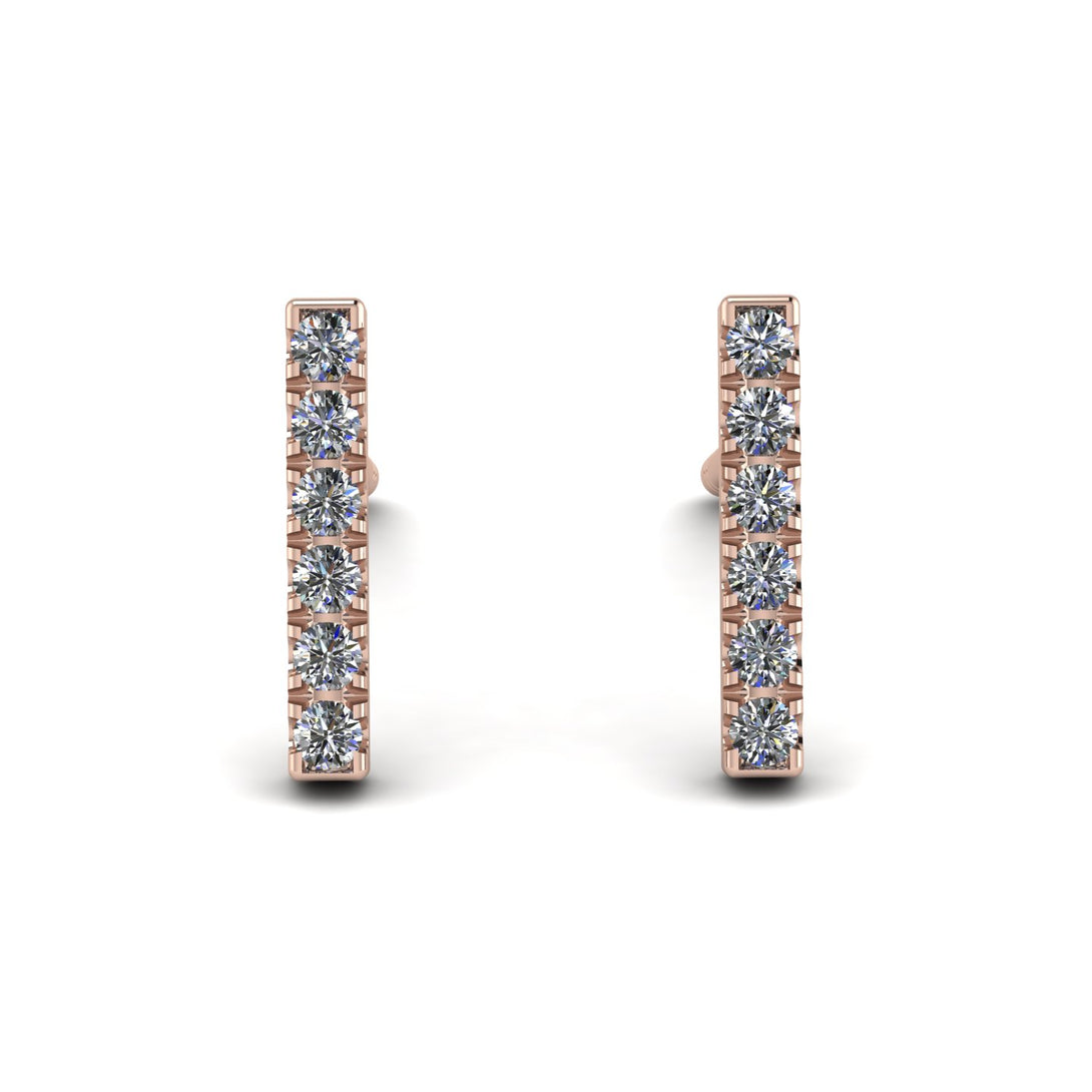Geometrical Gold Bar Diamond Earrings - Bonnie No. 2