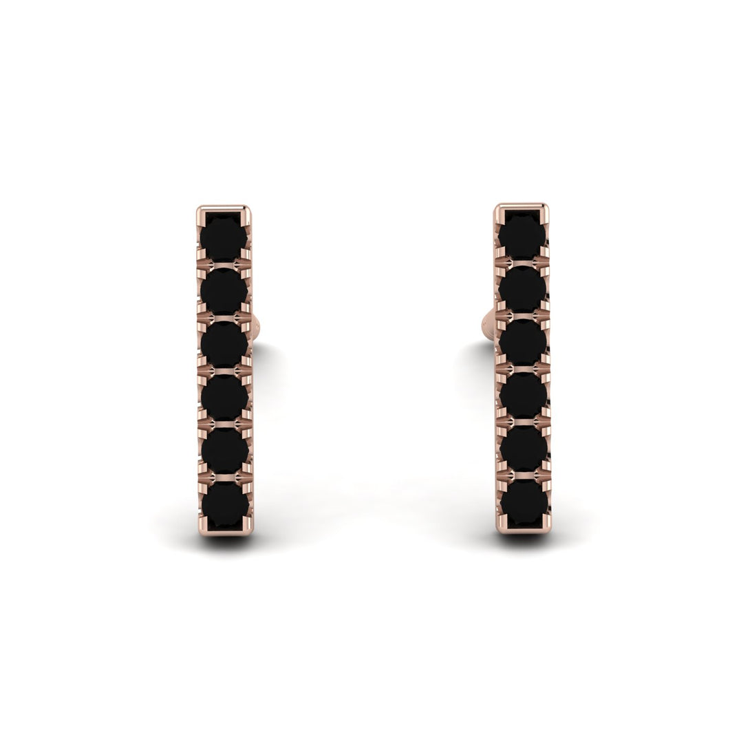 Geometrical Gold Bar Black Diamond Earrings - Bonnie No. 8