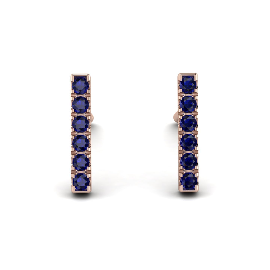Geometrical Gold Bar Sapphire Earrings - Bonnie No. 14