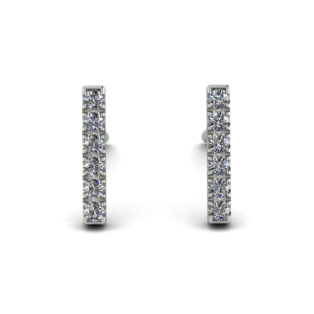 Geometrical Gold Bar Diamond Earrings - Bonnie No. 3