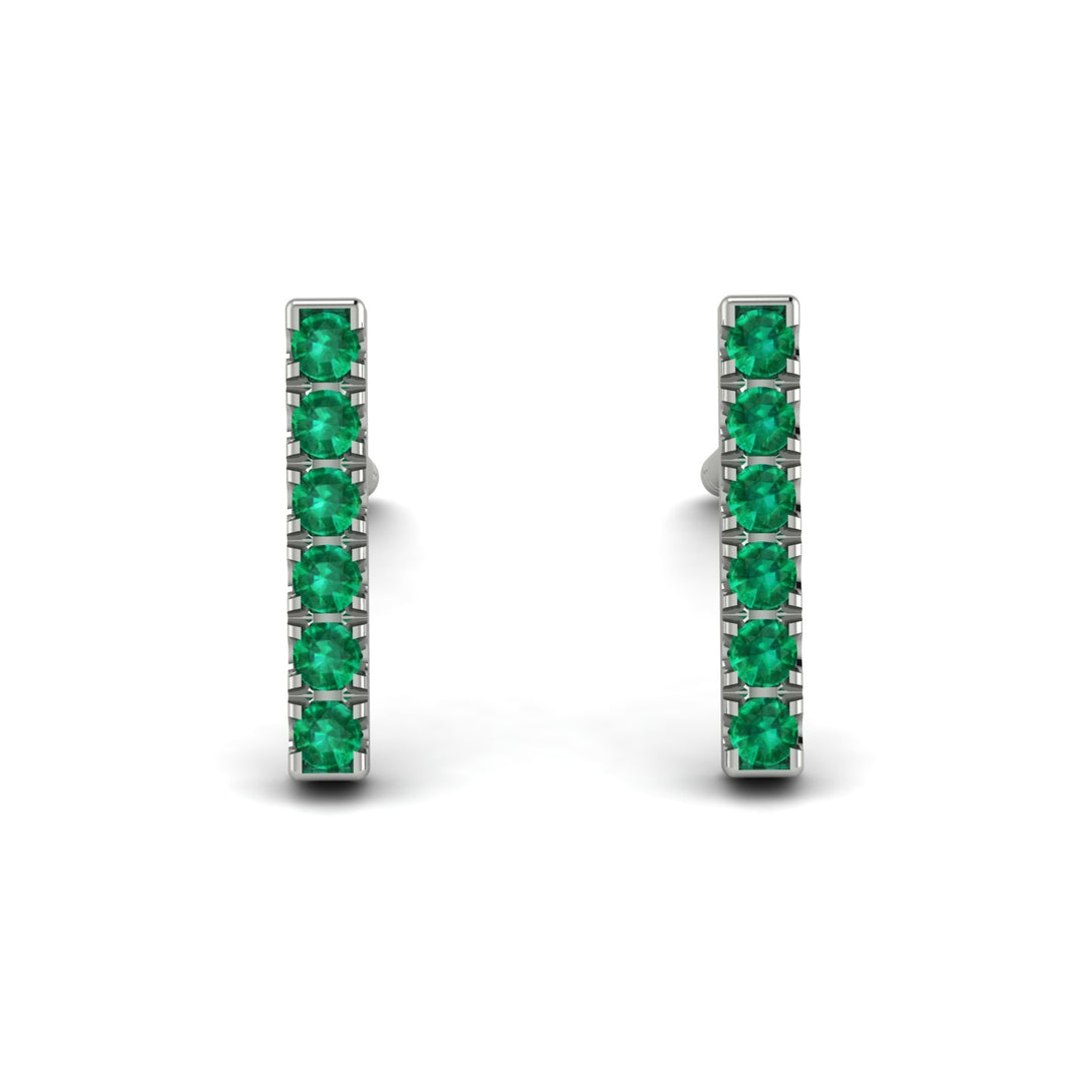 Geometrical Gold Bar Emerald Earrings - Bonnie No. 6