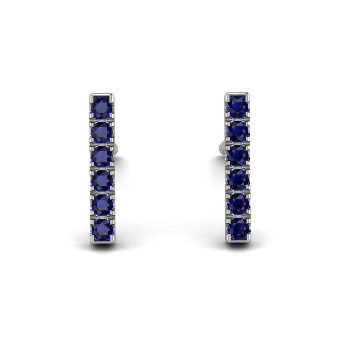 Geometrical Gold Bar Sapphire Earrings - Bonnie No. 15