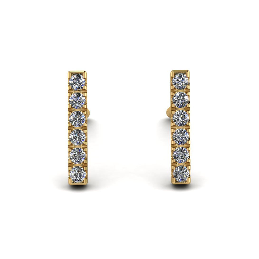 Geometrical Gold Bar Diamond Earrings - Bonnie No. 1