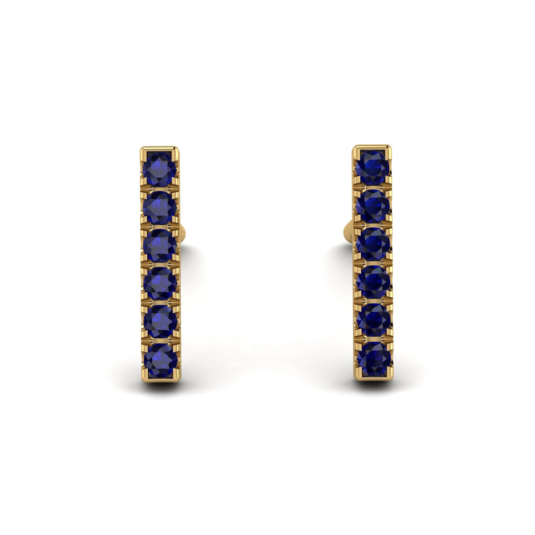 Geometrical Gold Bar Sapphire Earrings - Bonnie No. 13