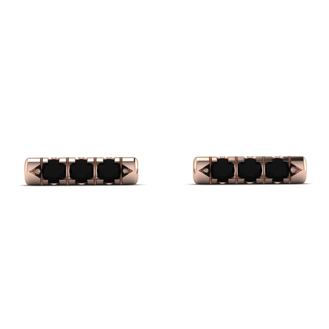 3 Black Diamonds Stud Earrings - Mina No. 8