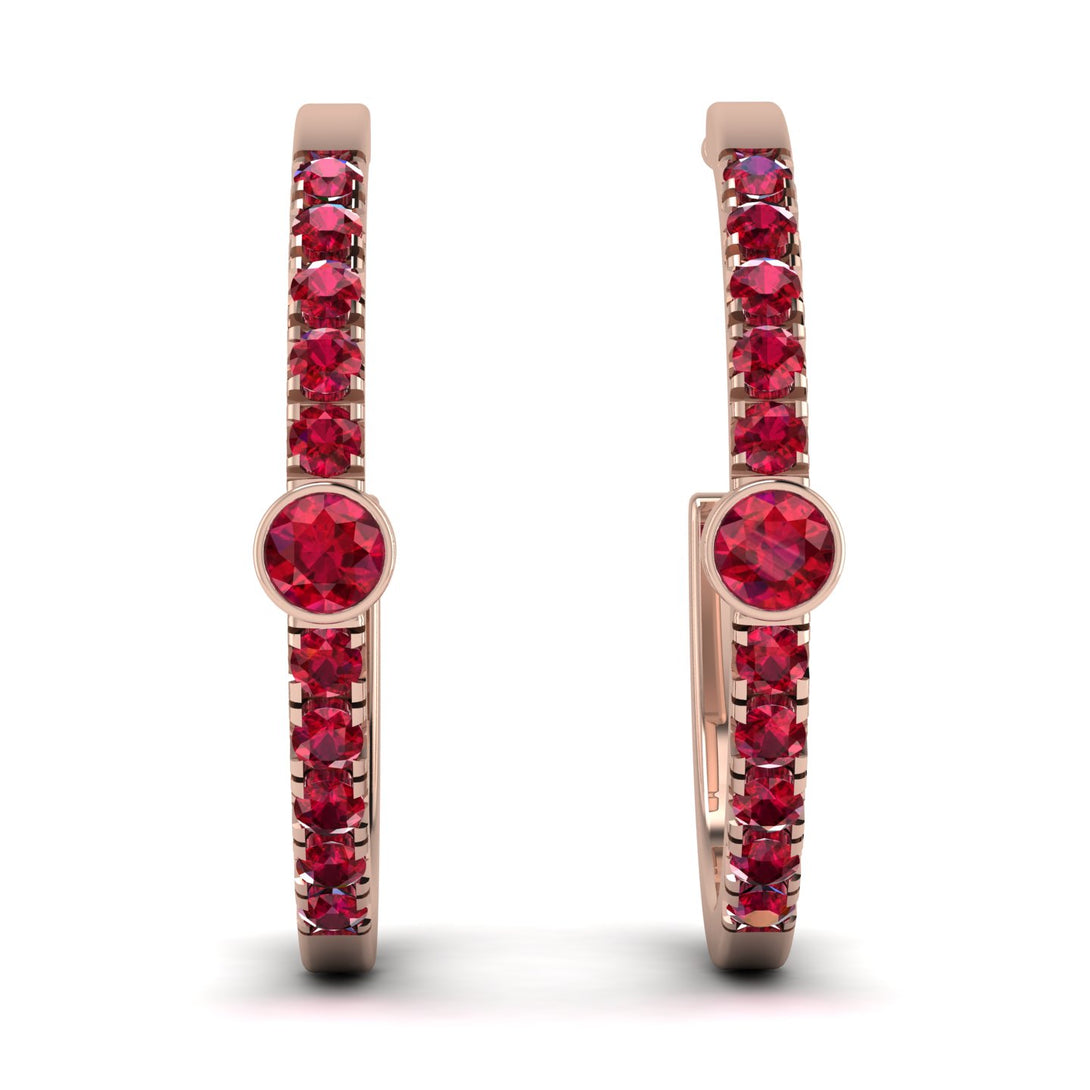 Hoop Ruby Earrings Micro Pave - Ansley No. 56