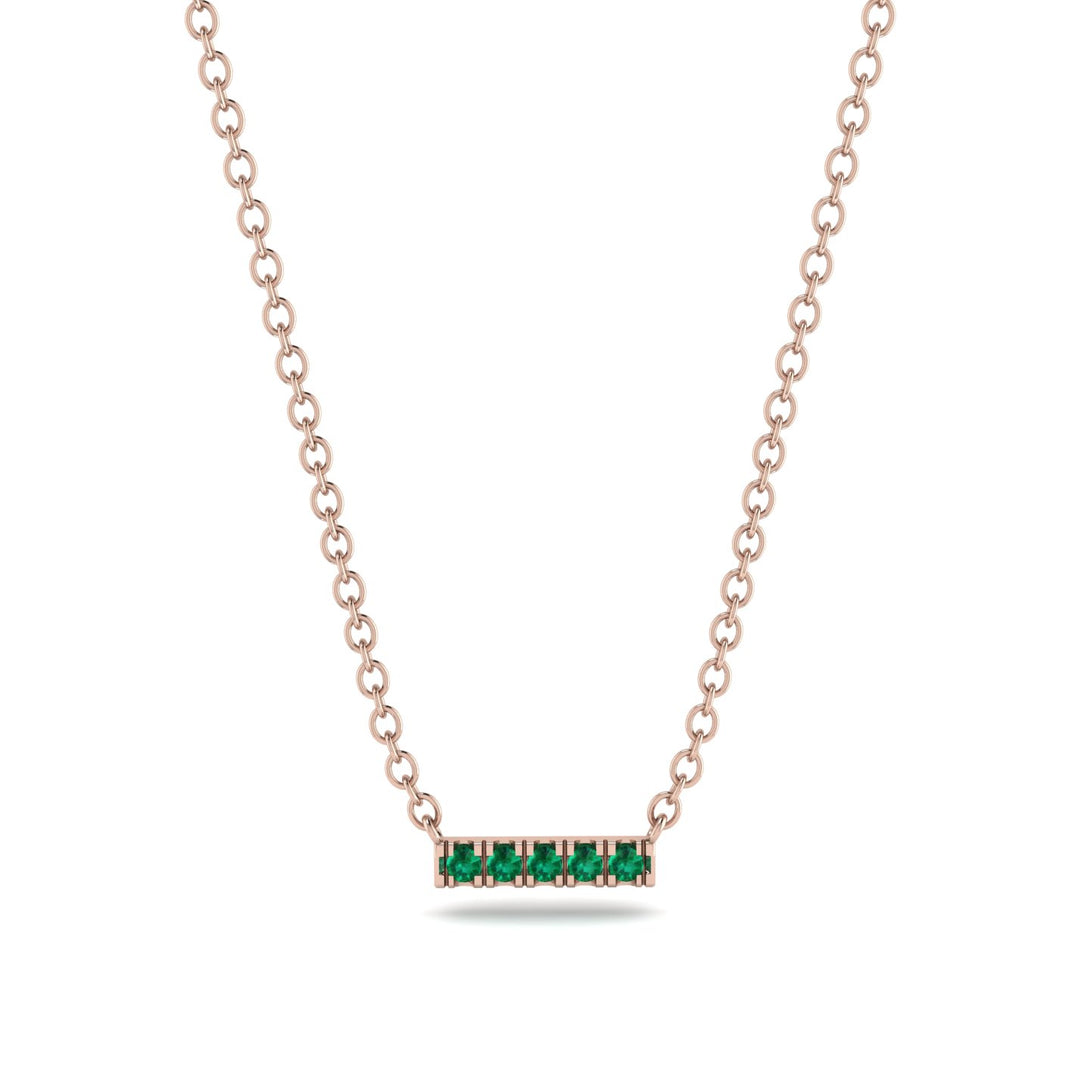 Small Emerald Necklace Bar With  - Zahra No. 5