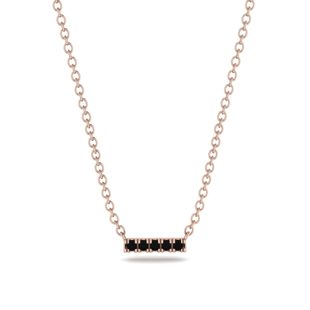 Small Black Diamond Necklace Bar With  - Zahra No. 8