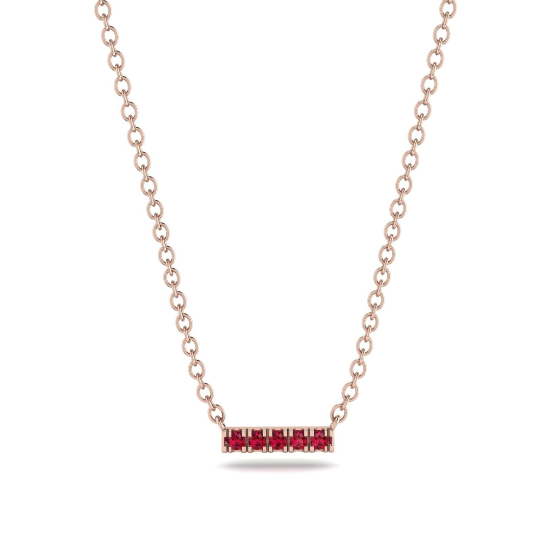Small Ruby Necklace Bar With  - Zahra No. 11
