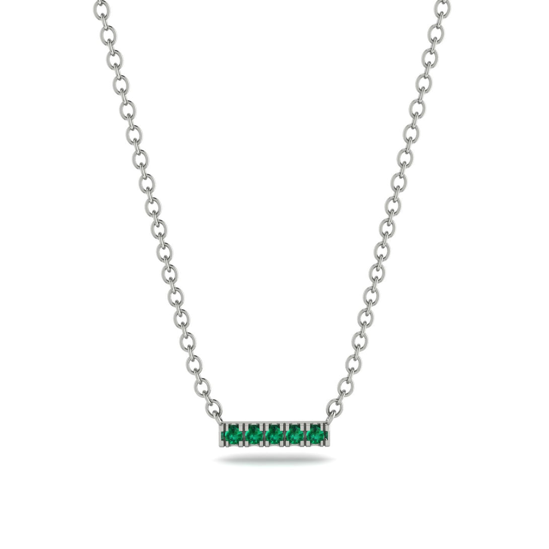 Small Emerald Necklace Bar With  - Zahra No. 6