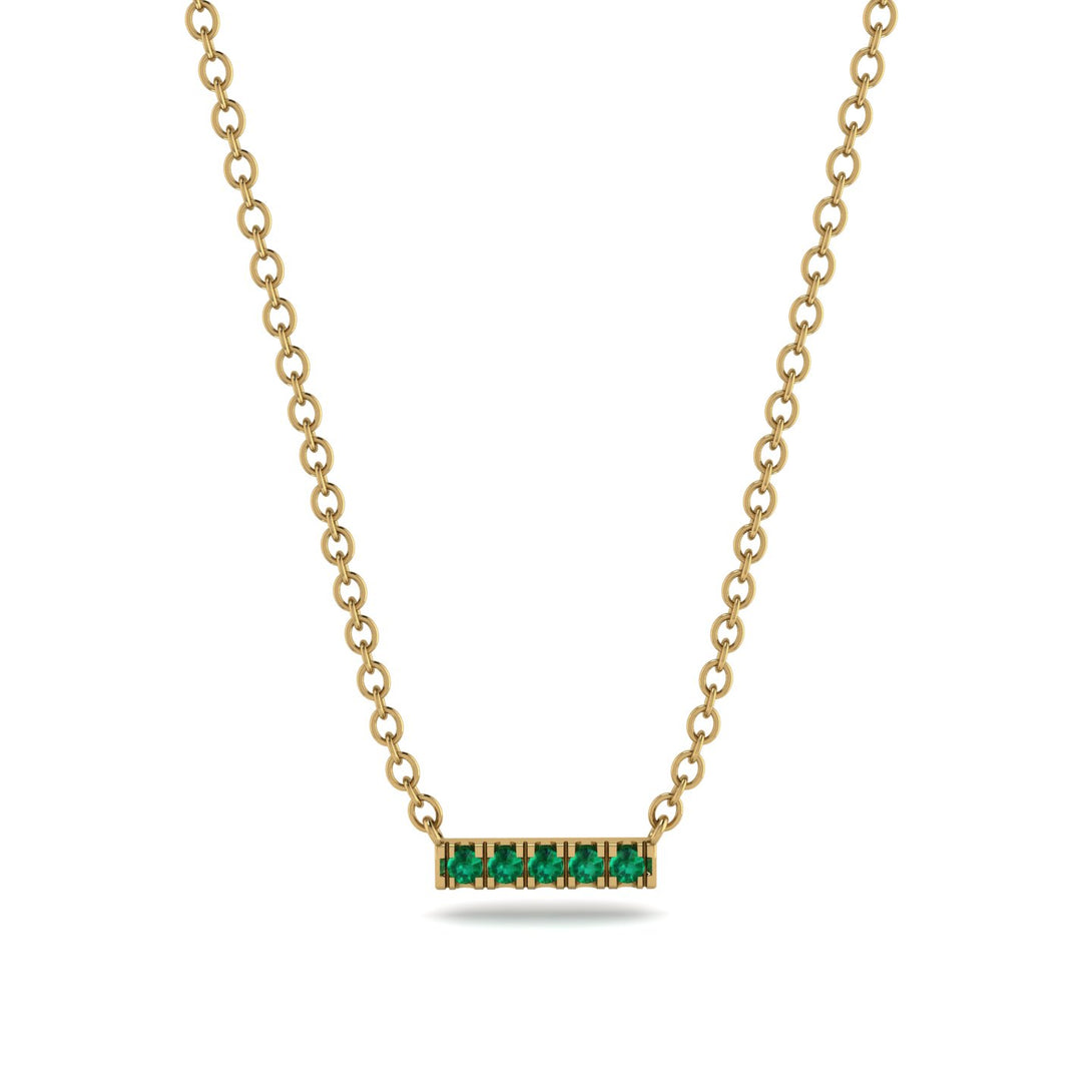 Small Emerald Necklace Bar With  - Zahra No. 4