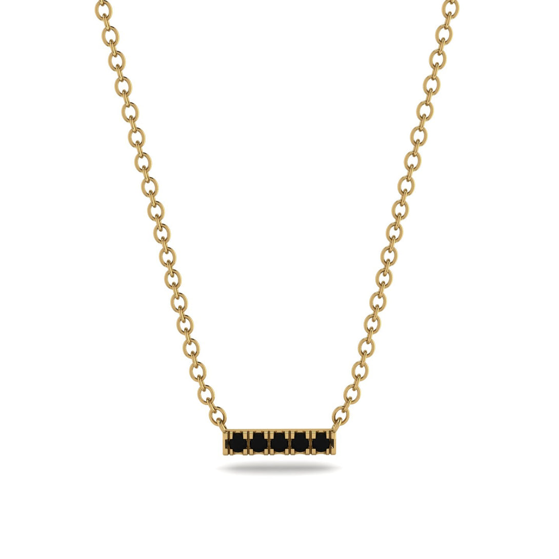 Small Black Diamond Necklace Bar With  - Zahra No. 7
