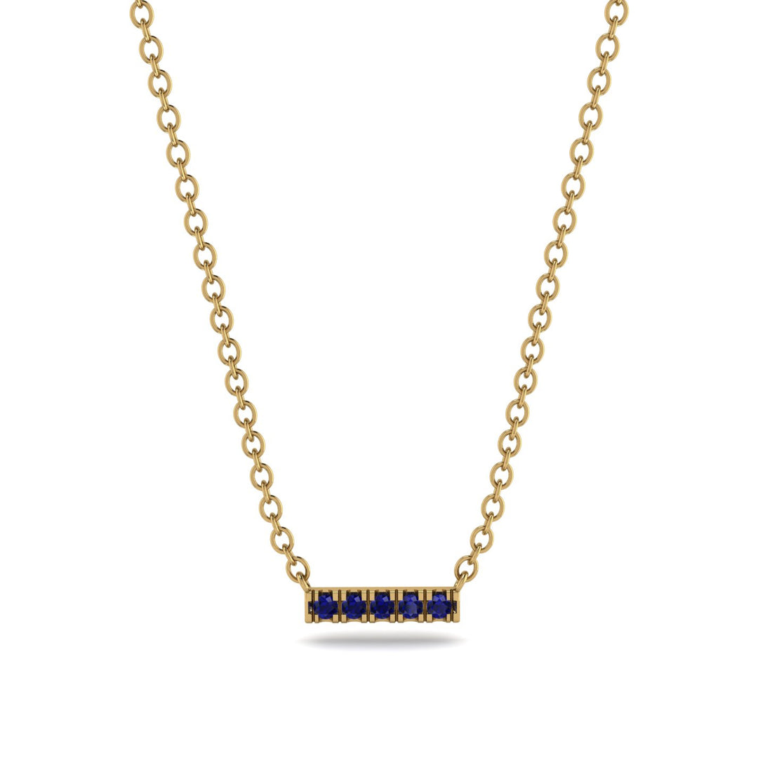 Small Sapphire Necklace Bar With  - Zahra No. 13
