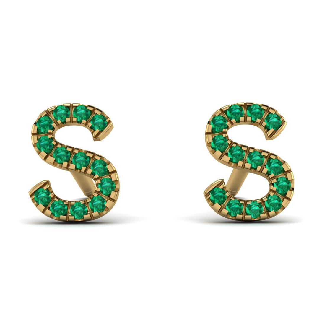 Personalised Initial Emerald Earrings - Gloria No. 4
