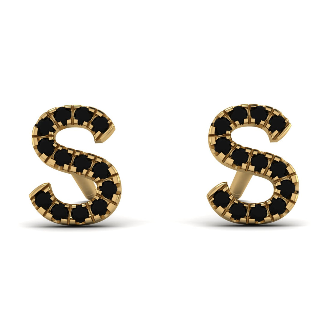 Personalised Initial Black Diamond Earrings - Gloria No. 7