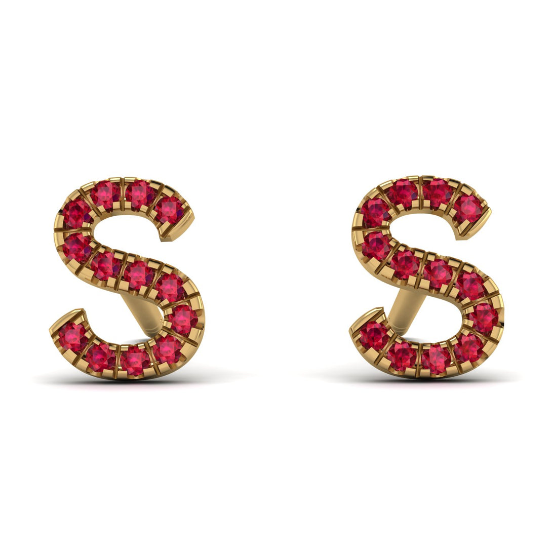Personalised Initial Ruby Earrings - Gloria No. 10