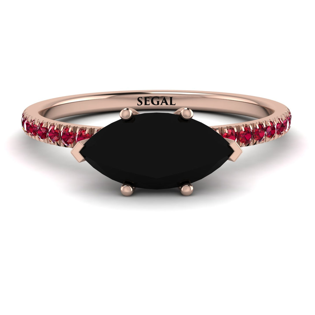 Marqise Black Diamond Engagement Ring - Lola No. 53