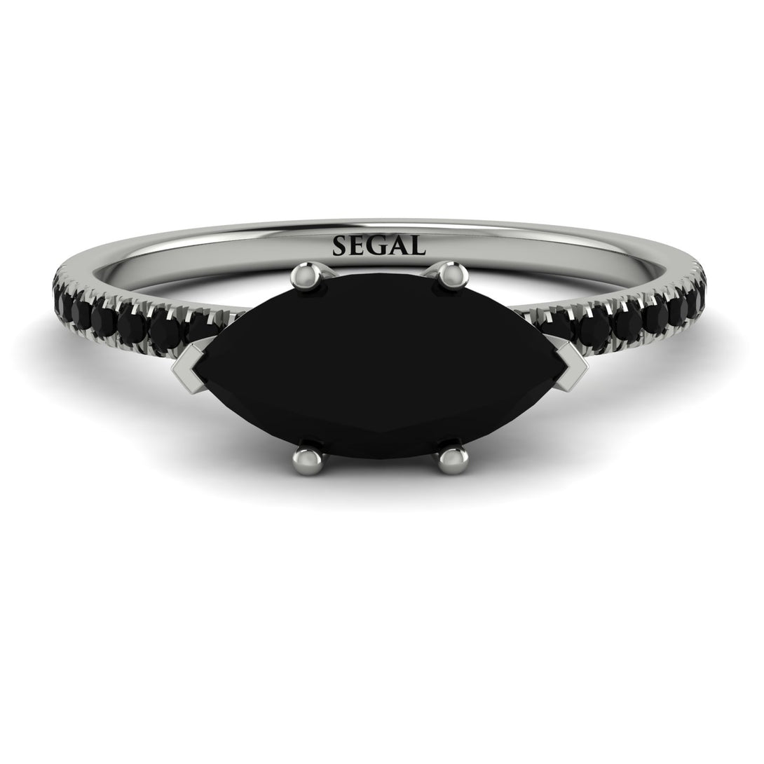 Marqise Black Diamond Engagement Ring - Lola No. 39