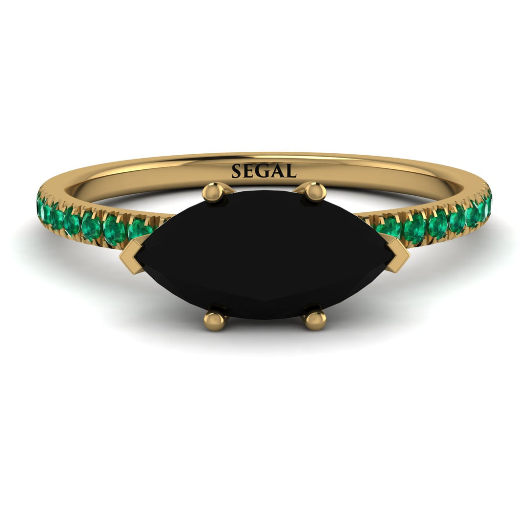 Marqise Black Diamond Engagement Ring - Lola No. 22