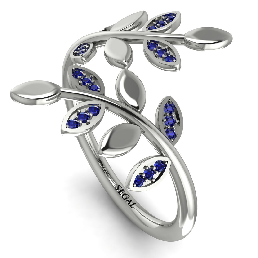 Open Ring Leaves Sapphire Ring - Anna No. 15