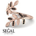 Open Ring Leaves Black Diamond Ring - Anna No. 8 image 3
