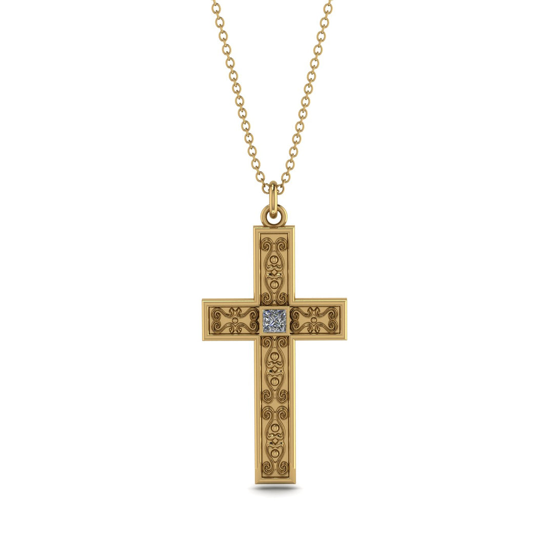 Ornamented Diamond Cross Necklace - Adam No. 1