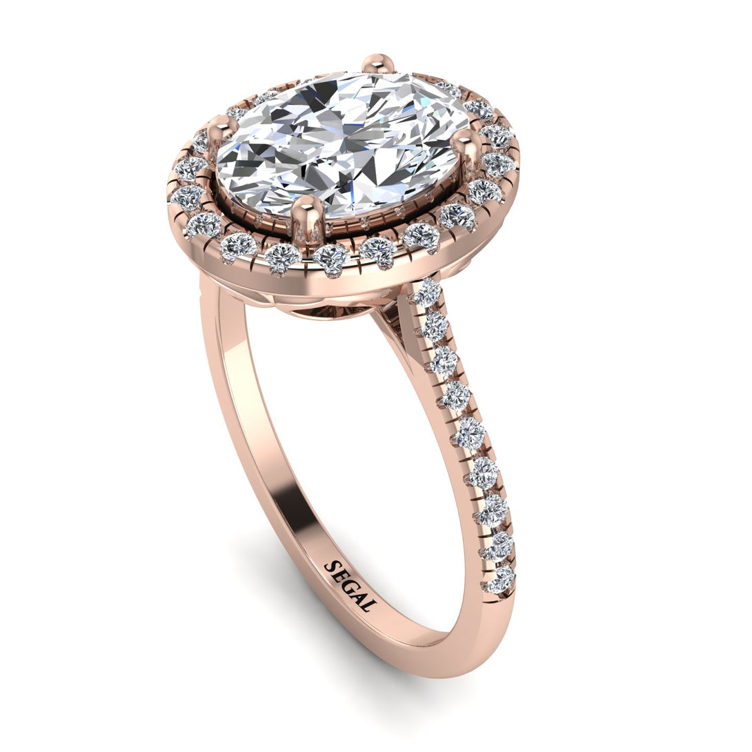 Gorgeous Oval Cut Diamond Pave Engagement Ring With Hidden Stone - Phoebe No. 2
