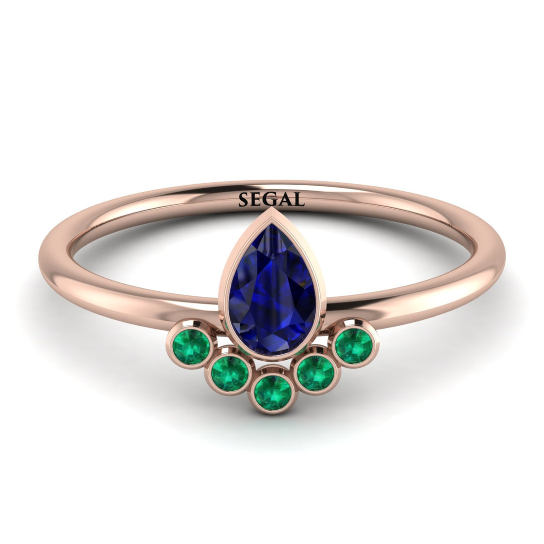 Pear Shaped Stacking Emerald Ring - Brianna No. 29