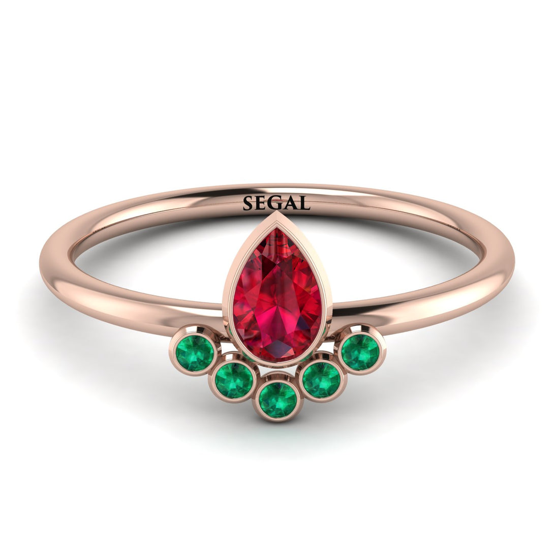 Pear Shaped Stacking Emerald Ring - Brianna No. 26
