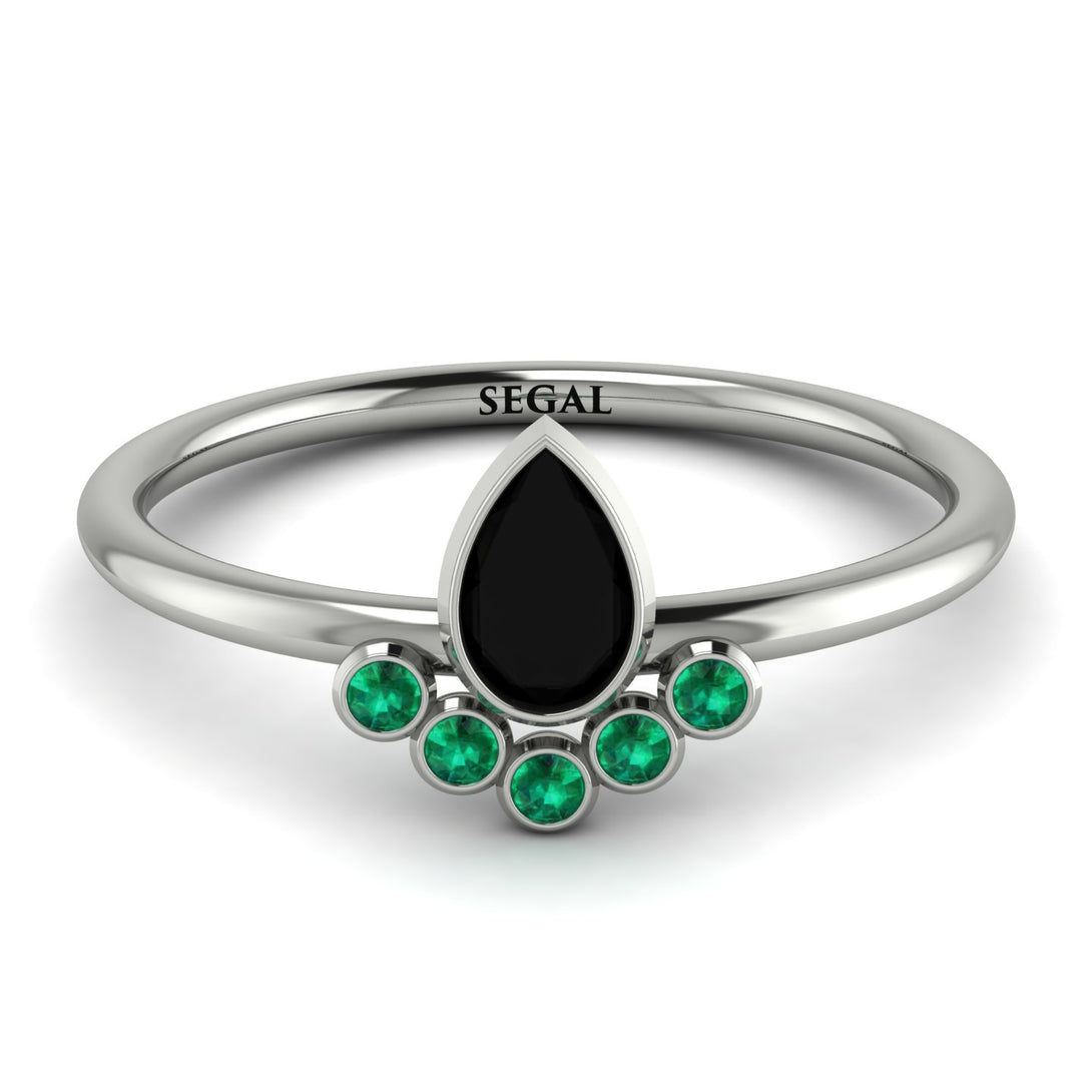 Pear Shaped Stacking Emerald Ring - Brianna No. 24
