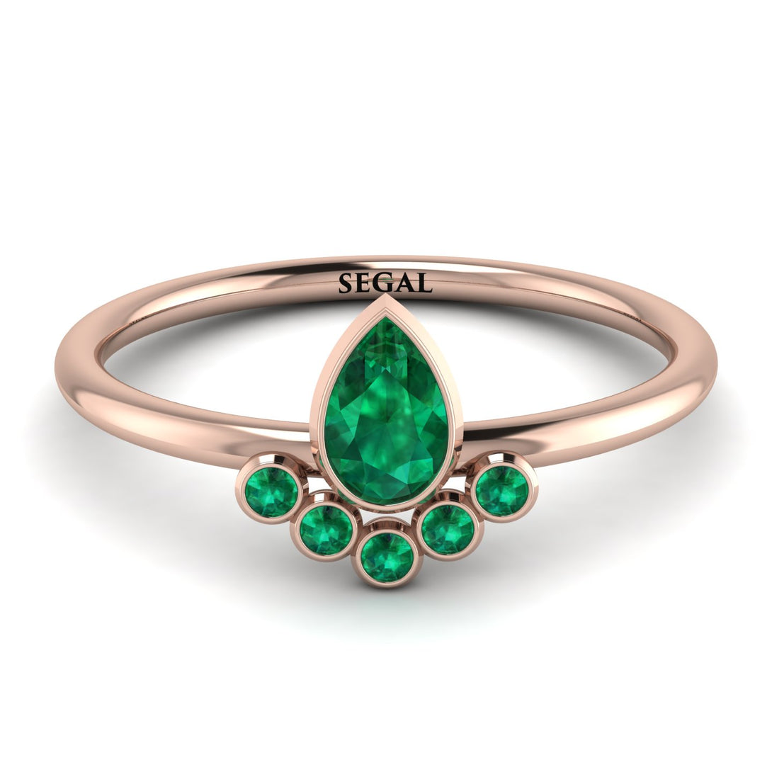 Pear Shaped Stacking Emerald Ring - Brianna No. 20