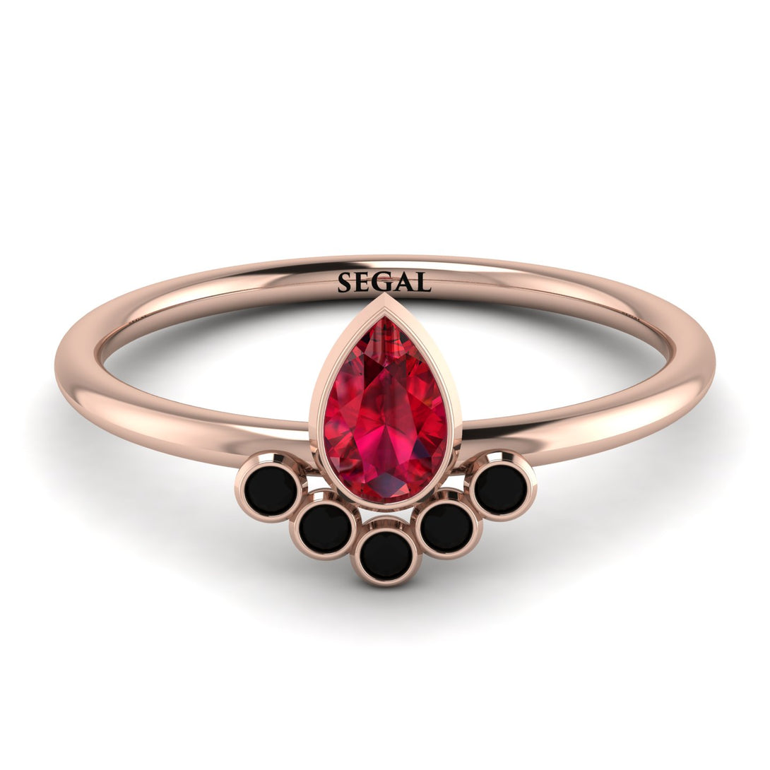 Pear Shaped Stacking Black Diamond Ring - Brianna No. 41
