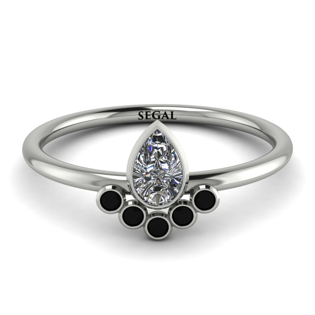 Pear Shaped Stacking Black Diamond Ring - Brianna No. 33