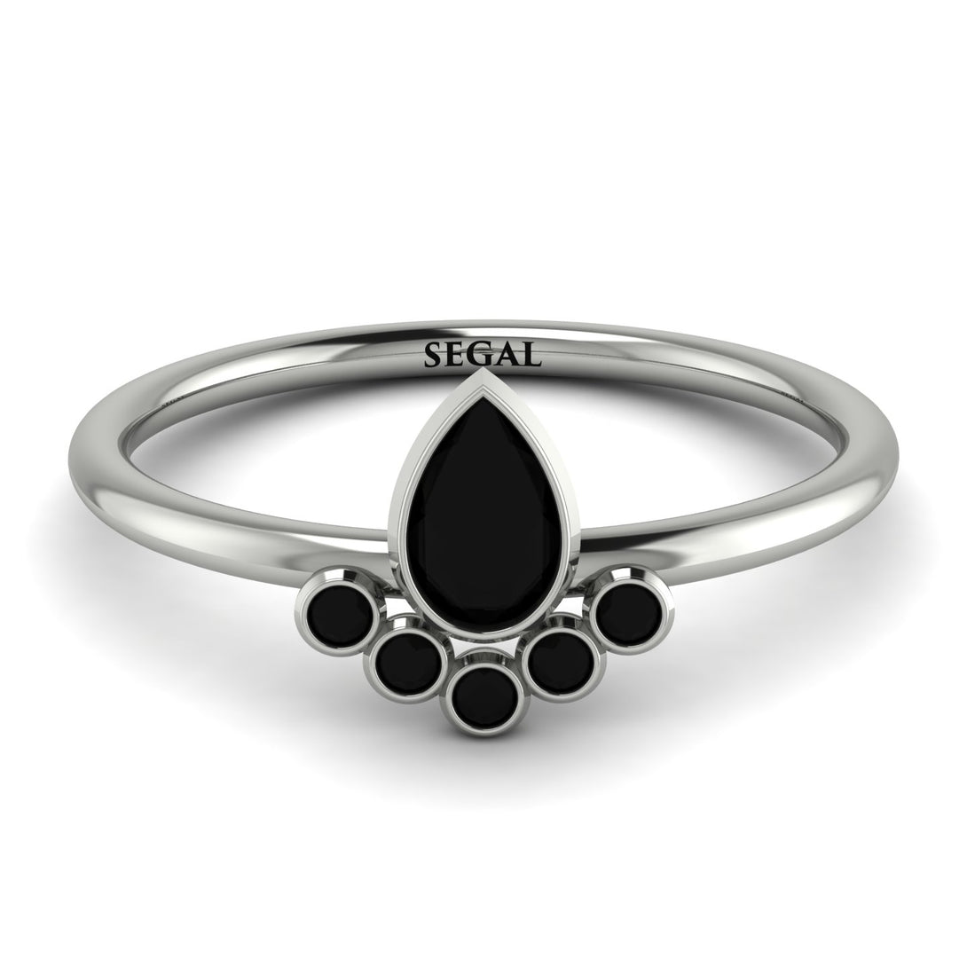 Pear Shaped Stacking Black Diamond Ring - Brianna No. 39