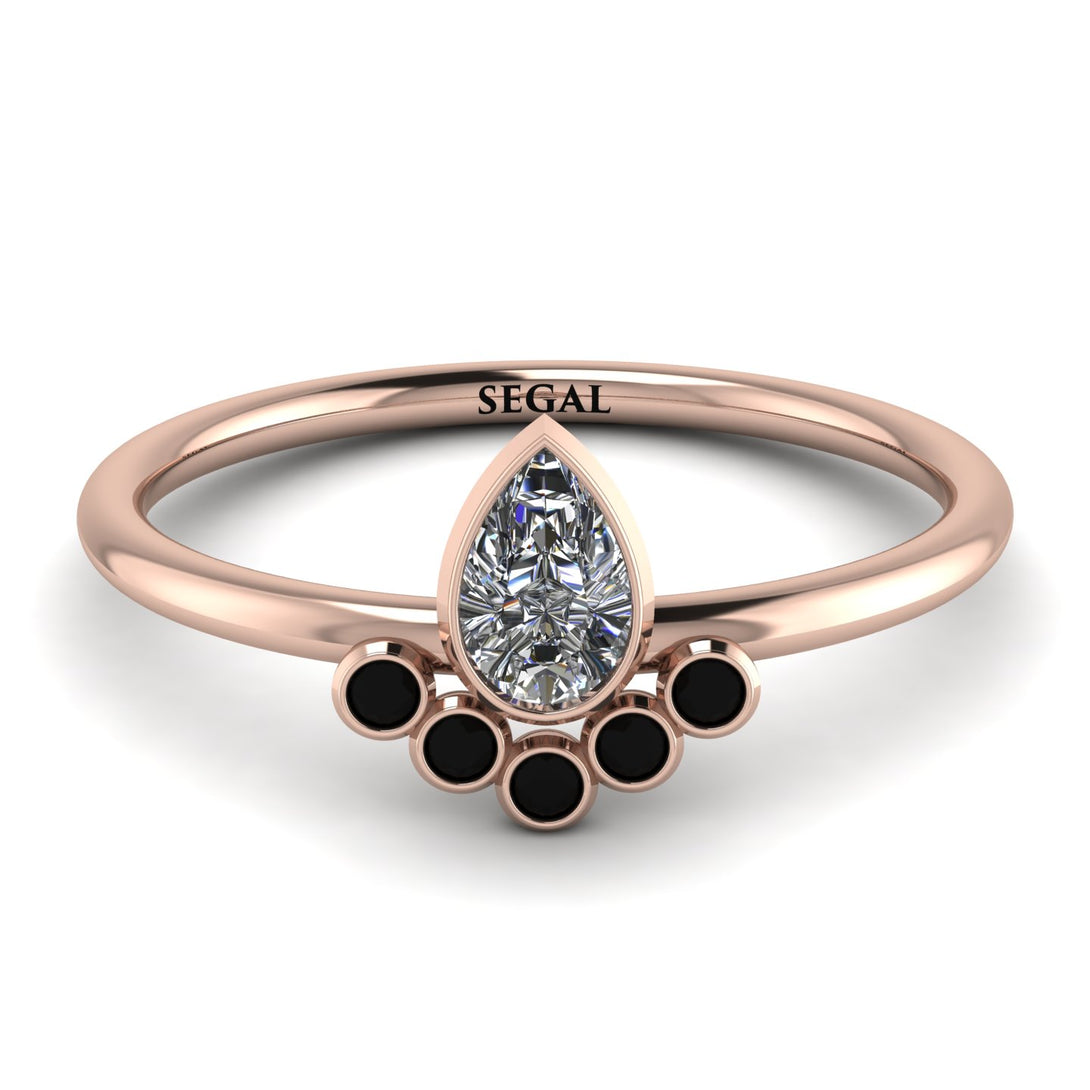 Pear Shaped Stacking Black Diamond Ring - Brianna No. 32