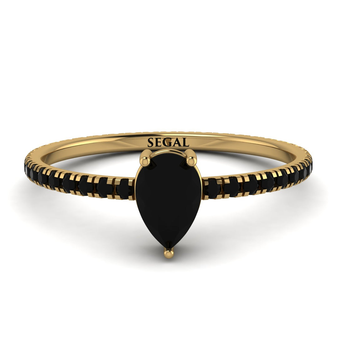 Pear Black Moissanite Ring With Micro Pave - Taylor No. 37
