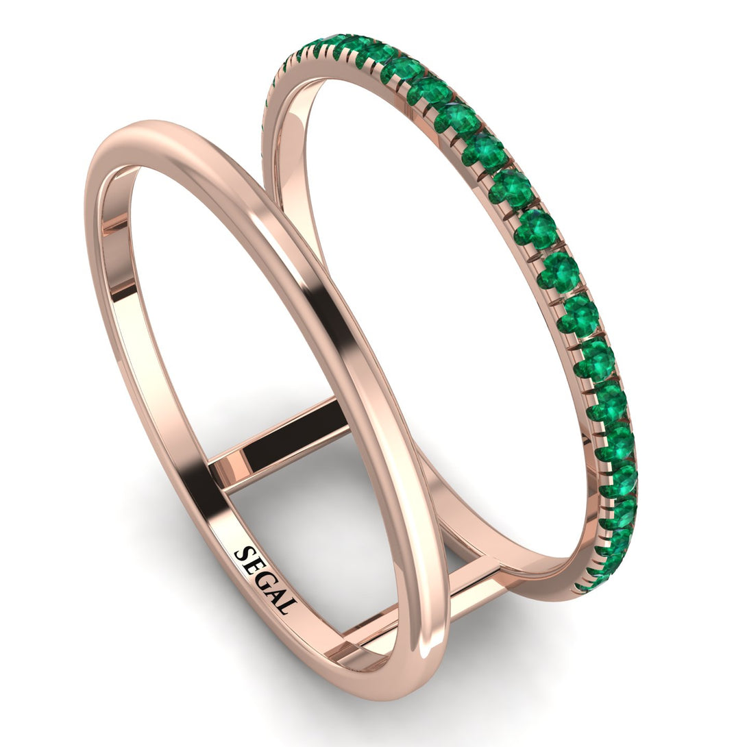 Thin Double Emerald Band Ring - Morgan No. 5