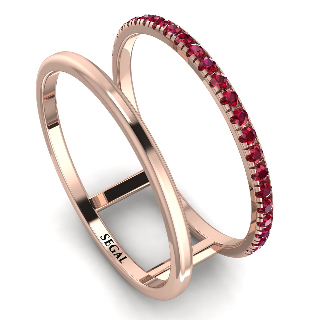 Thin Double Ruby Band Ring - Morgan No. 11