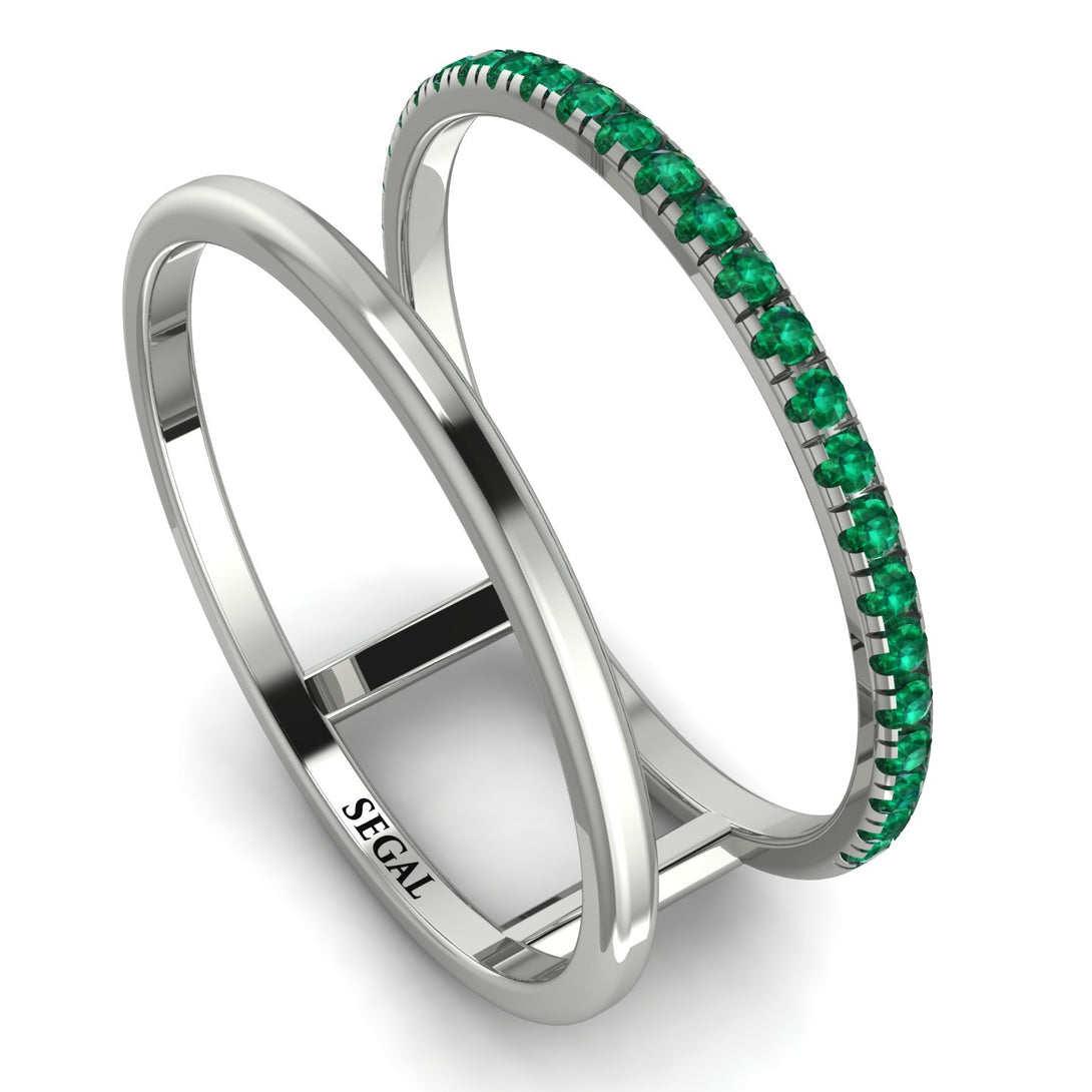 Thin Double Emerald Band Ring - Morgan No. 6