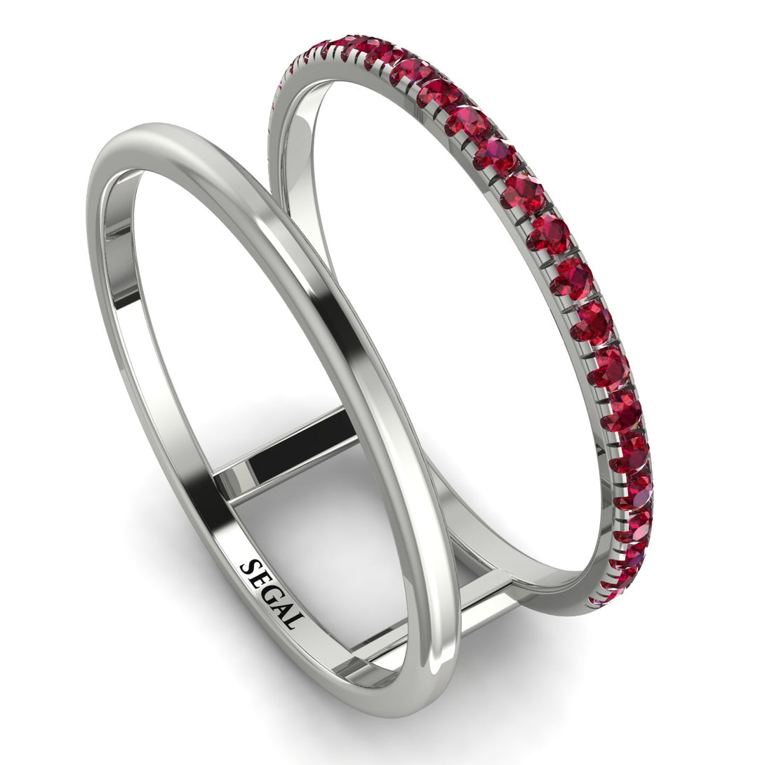 Thin Double Ruby Band Ring - Morgan No. 12