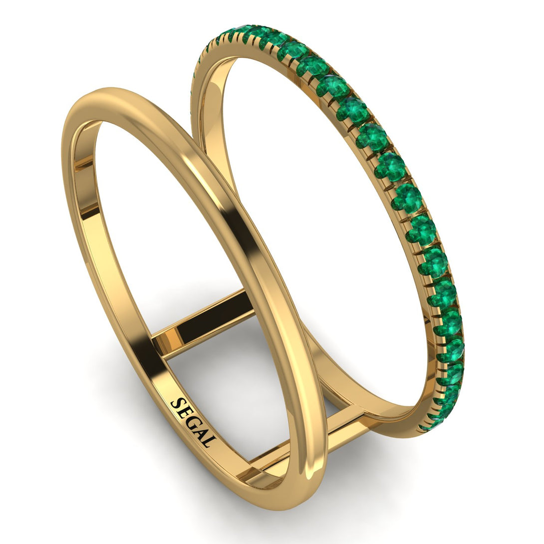 Thin Double Emerald Band Ring - Morgan No. 4