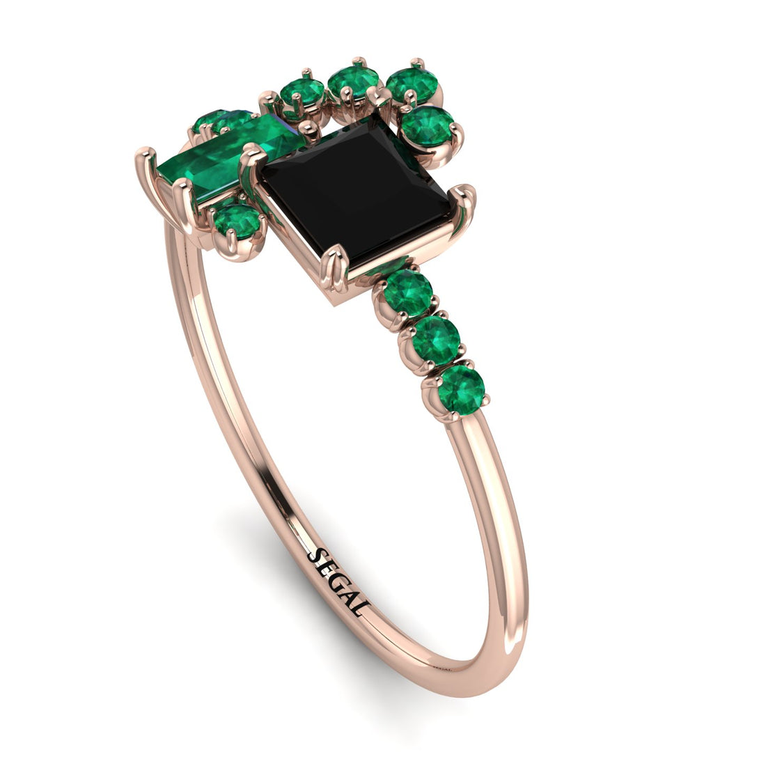 Princess Cut Mix Black Diamond Ring - Mya No. 23