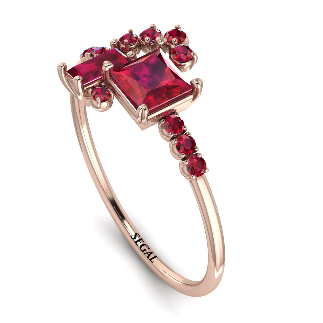 Princess Cut Mix Ruby Ring - Mya No. 56