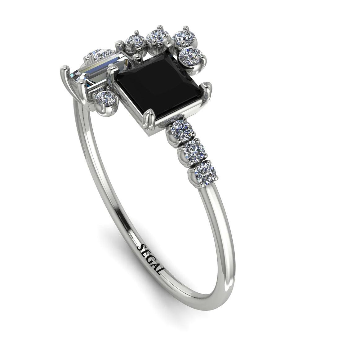 Princess Cut Mix Black Diamond Ring - Mya No. 9