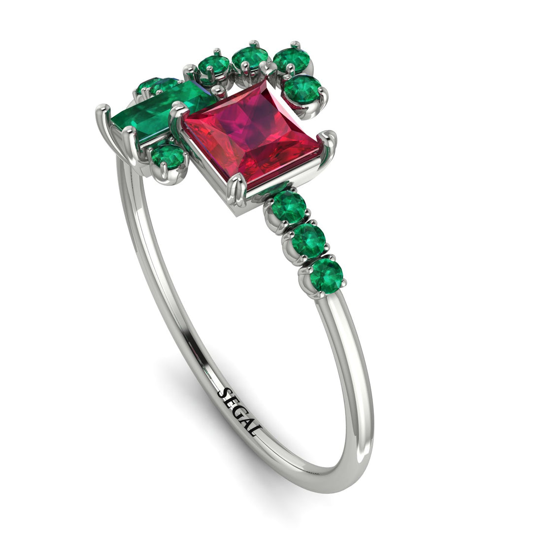 Princess Cut Mix Ruby Ring - Mya No. 27