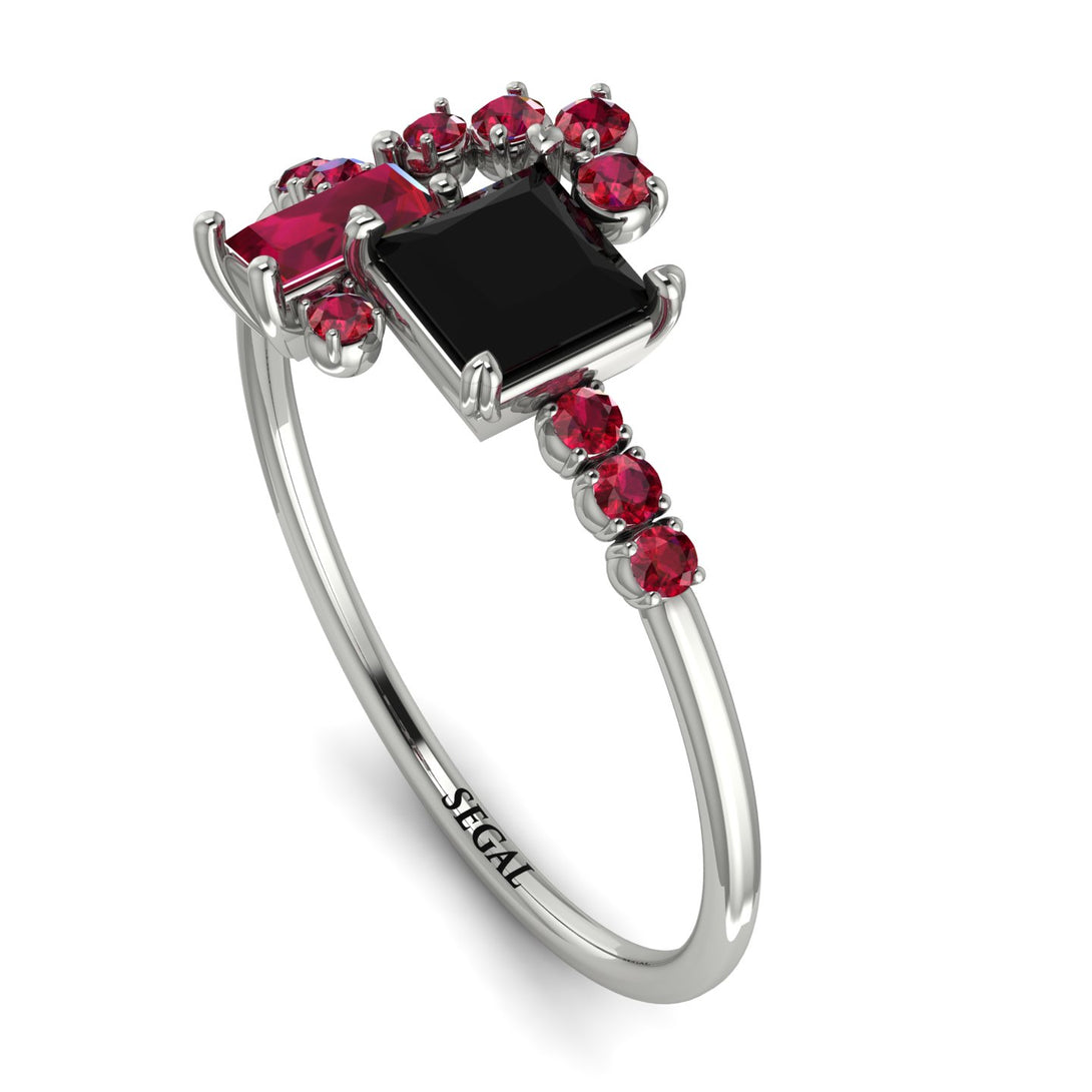 Princess Cut Mix Black Diamond Ring - Mya No. 54