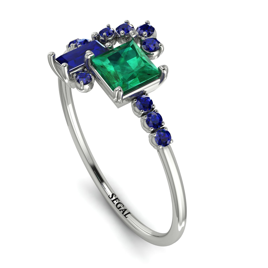 Princess Cut Mix Emerald Ring - Mya No. 66