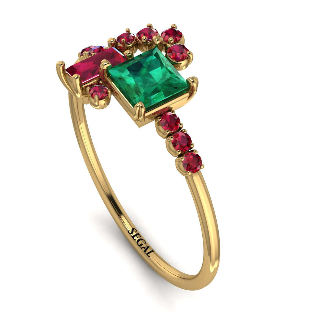 Princess Cut Mix Emerald Ring - Mya No. 49